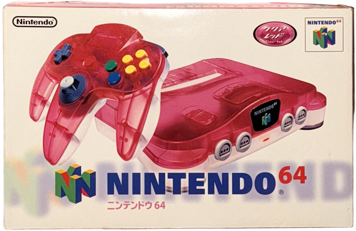 N64 Boxed Console – Watermelon Red / White (Clear) – Japanese