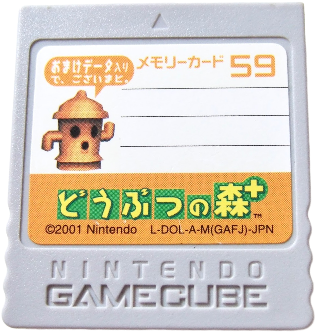 GameCube Memory Card – Grey with Animal Crossing Gyroid Japanese (59 Blocks)